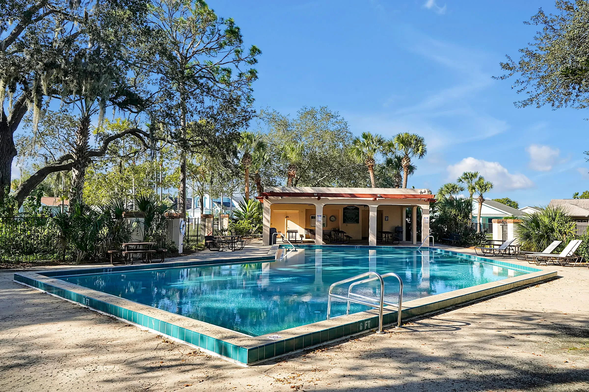 Community pool with cabana
