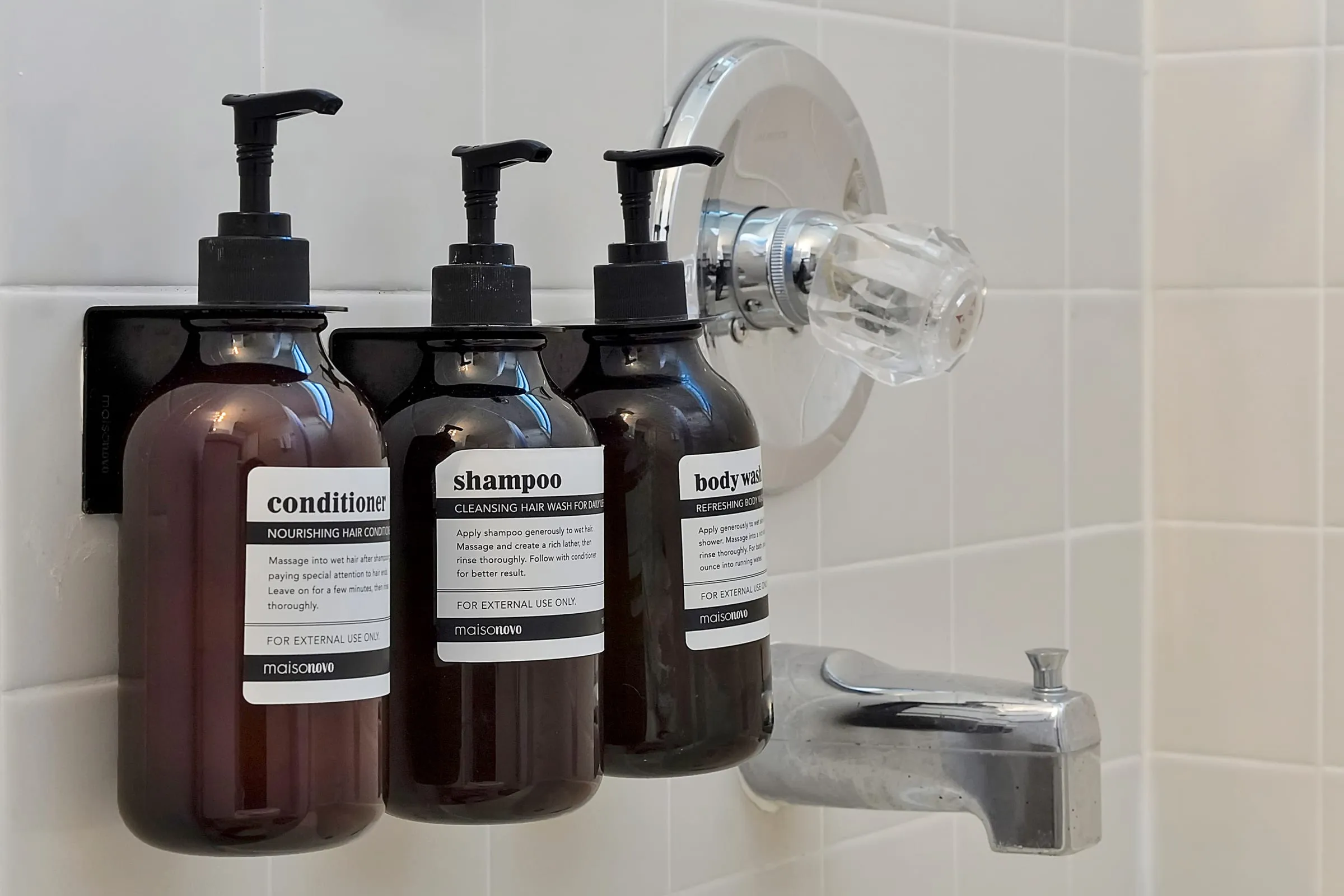 Amenity dispensers in the shower